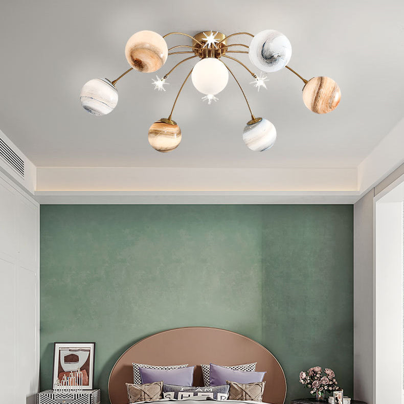 Creative starry sky semi-flush mount light in iron — 220V-240V (UK/AU)