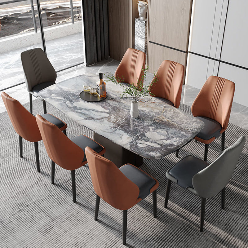Scandinavian Fabric Steel Dining Chair — Gray