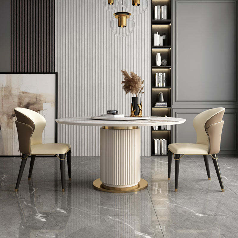 Contemporary Leather Wood Steel Dining Chair
