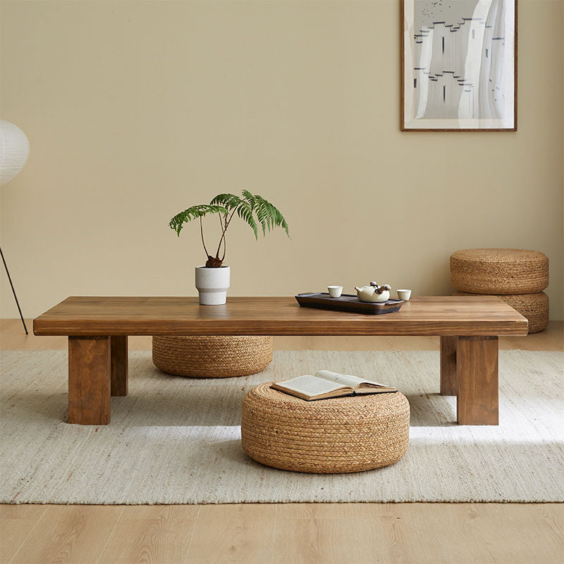 Japanese Wood 4-Leg Rectangular Coffee Table