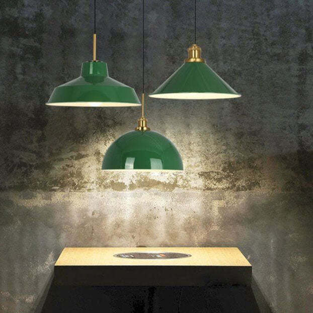Industrial Vintage Green Iron Dome Cone Pendant