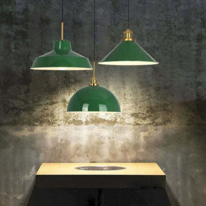 Industrial Vintage Green Iron Dome Cone Pendant