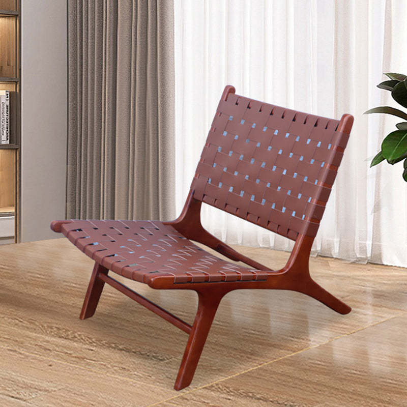 Retro Ash Wood Saddle Leather Accent Chair
