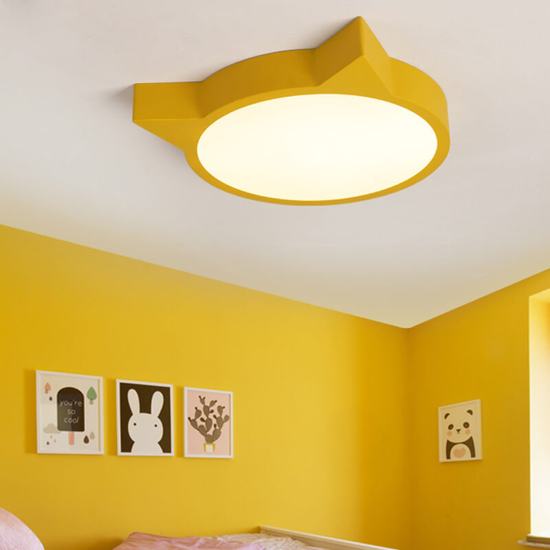 Nordic Macaron Cat LED Kids Flush Mount Light