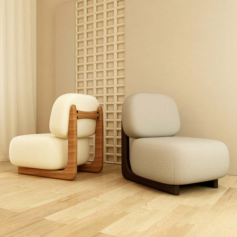 Nordic Lambswool Wooden Accent Chair