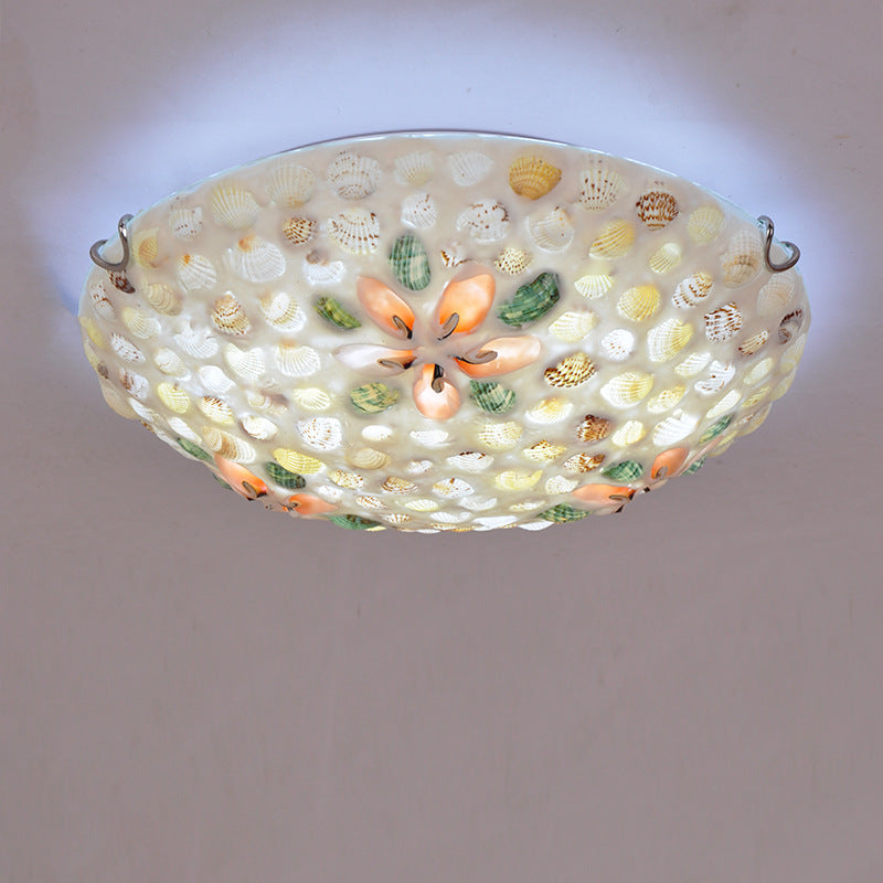 Scandinavian Round Shell Iron Glass Flush Ceiling Light