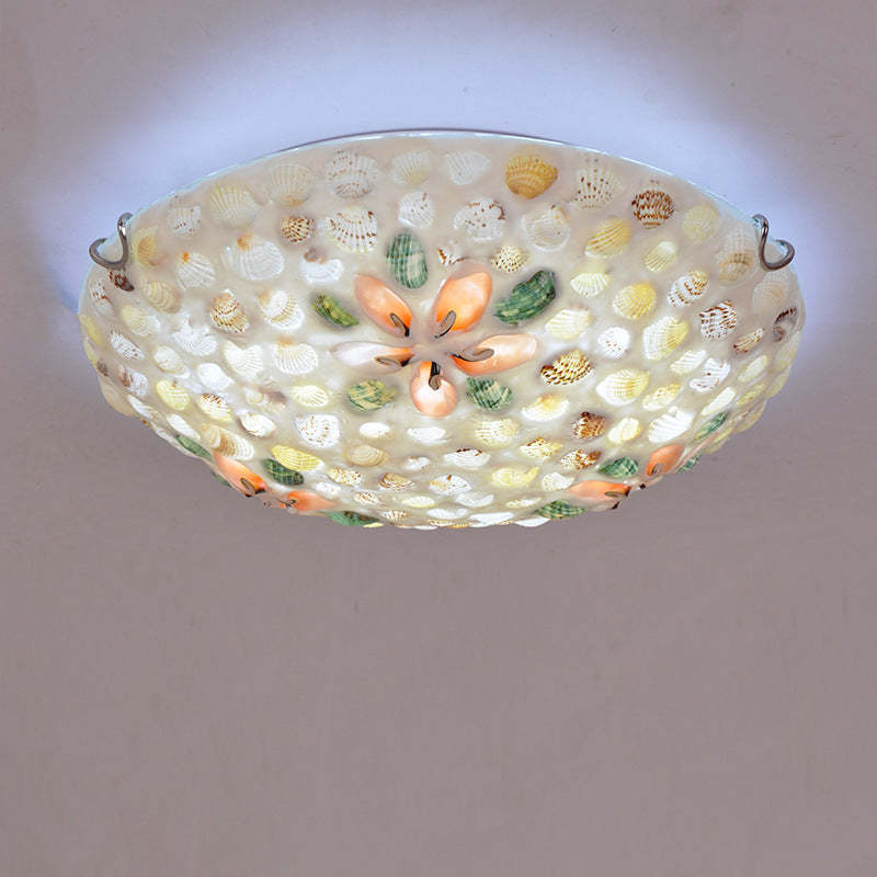 Scandinavian Round Shell Iron Glass Flush Ceiling Light