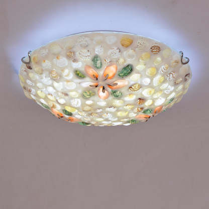 Scandinavian Round Shell Iron Glass Flush Ceiling Light