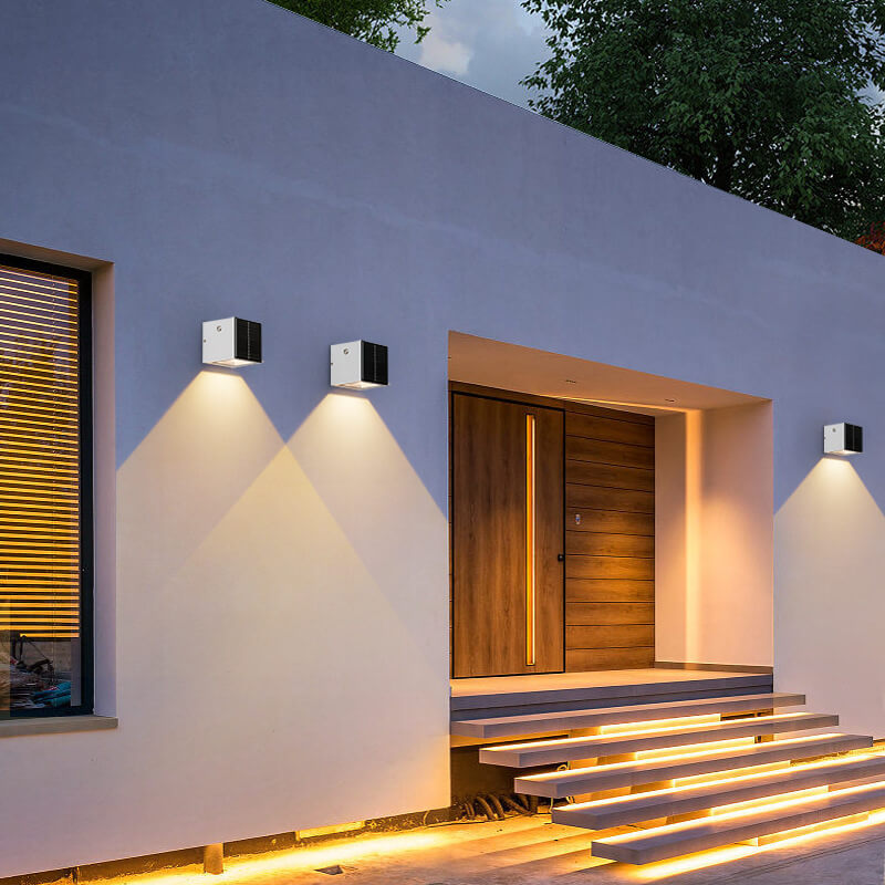 Modern Black Die-Cast Aluminum Solar Wall Light