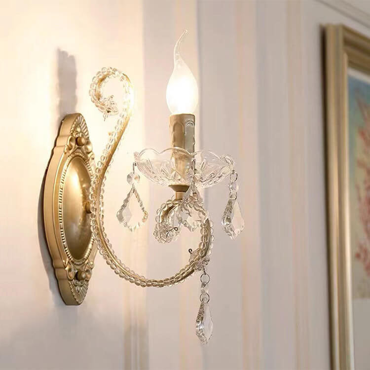 European Vintage Crystal Candelabra Wall Sconce — 1 / 110V-120V For US/CA