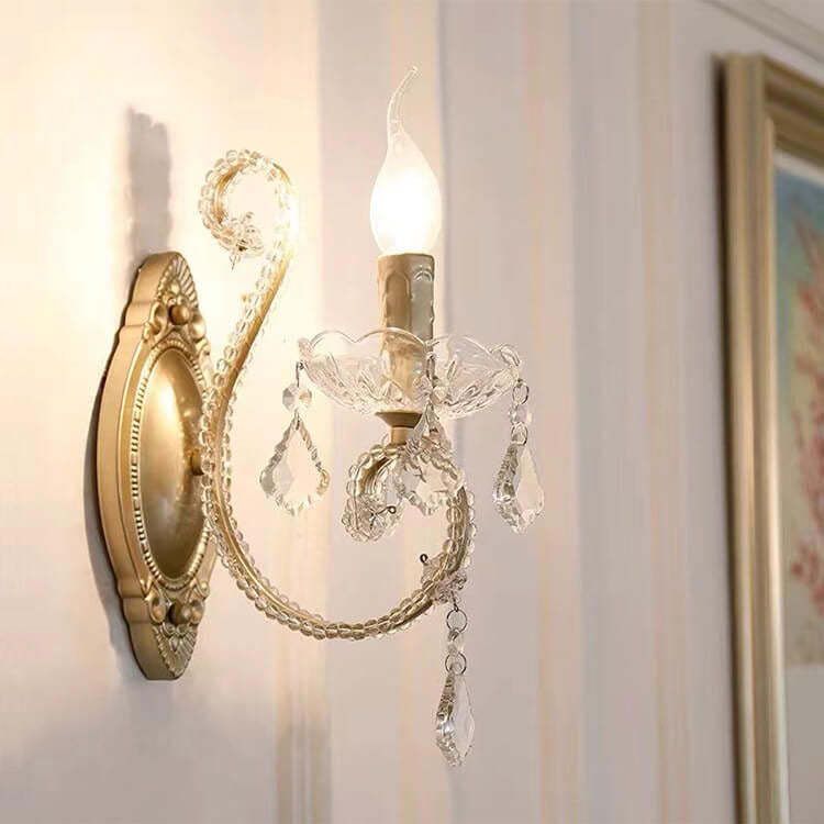 European Vintage Crystal Candelabra Wall Sconce — 1 / 110V-120V For US/CA