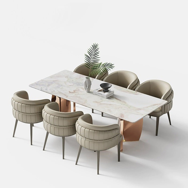 Curved PU Leather Steel Dining Chair