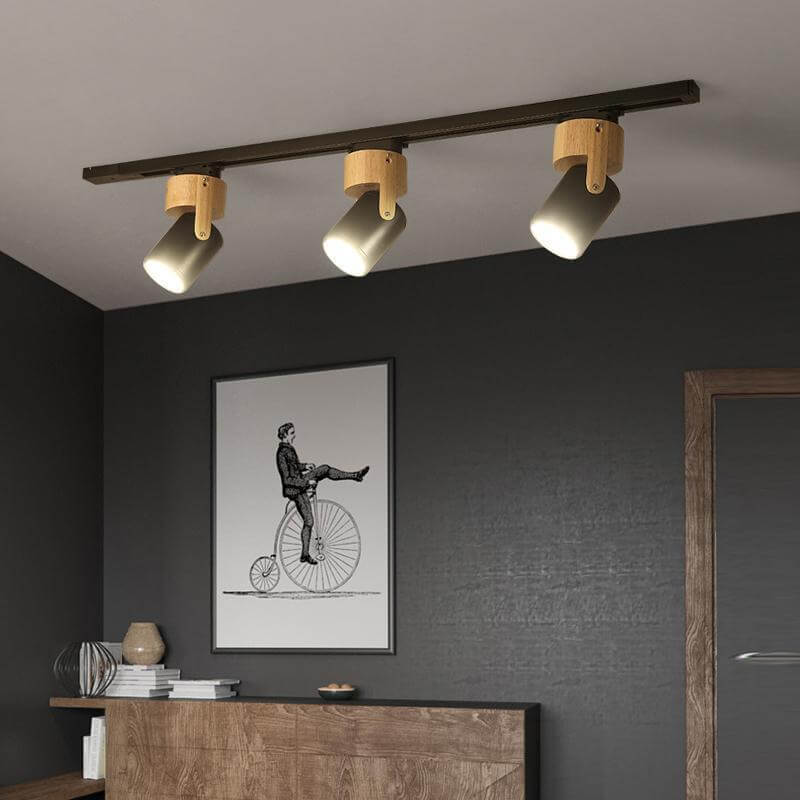 Minimalist Wooden Spotlight Track LED Flush Ceiling Light