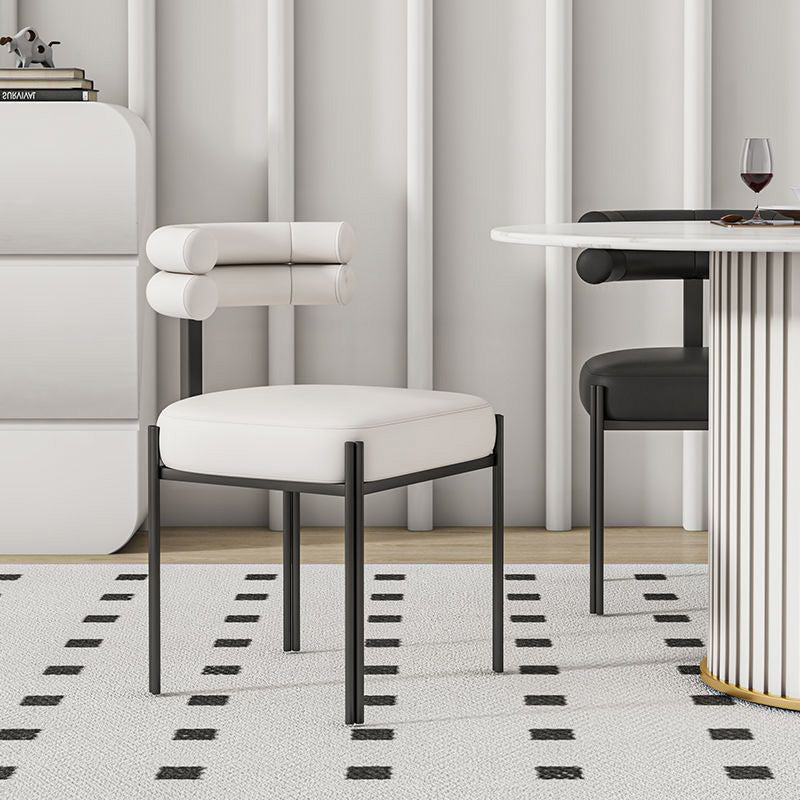 Nordic Curved-Back Leather Steel Dining Chair
