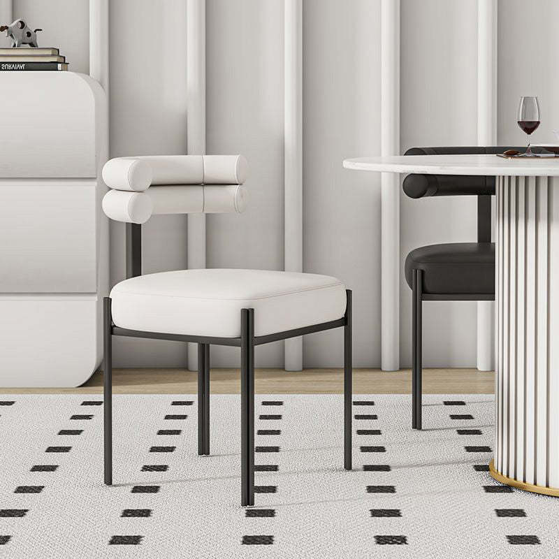 Nordic Curved-Back Leather Steel Dining Chair