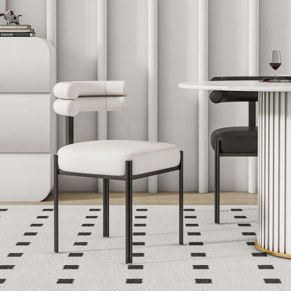 Nordic Curved-Back Leather Steel Dining Chair