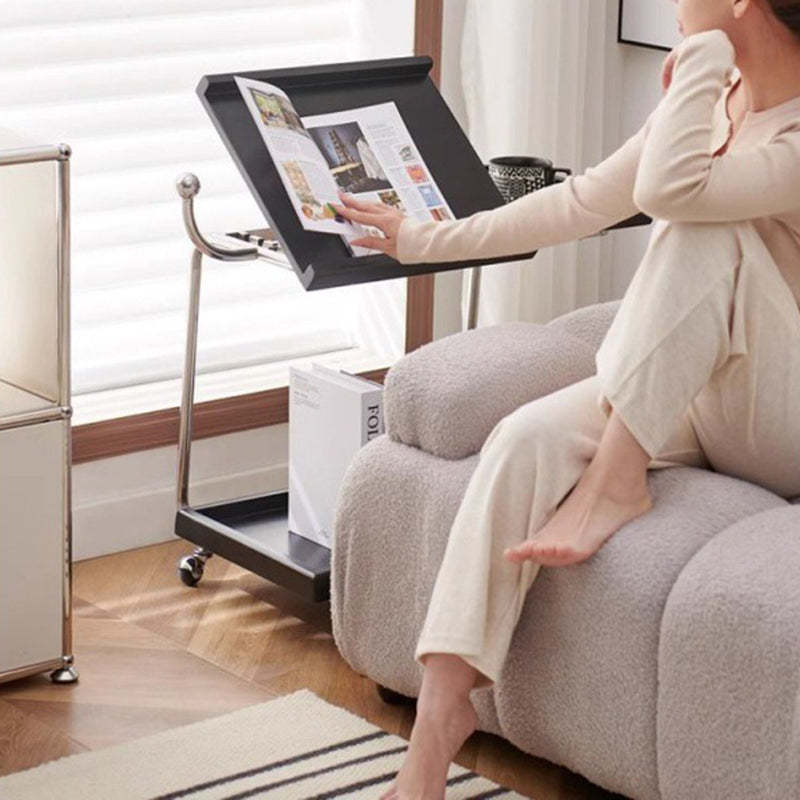 Nordic Wood Stainless Steel Movable Side Table 2-Tier