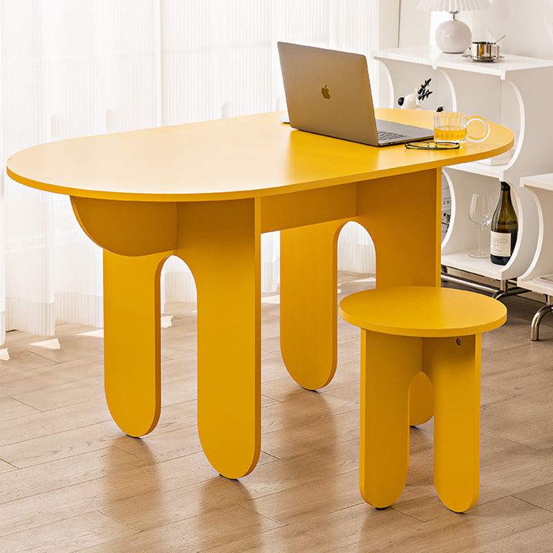 Minimalist Oval Wood Dining Table Set