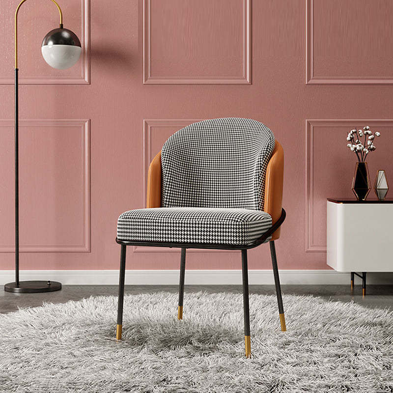Modern Leather Fabric Curved Dining Chair