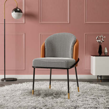 Modern Leather Fabric Curved Dining Chair
