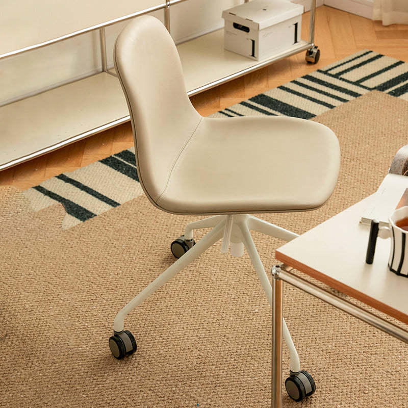 Nordic Ergonomic Microfiber Leather Lift Desk Chair — Without Roller / Black Seat + White Legs