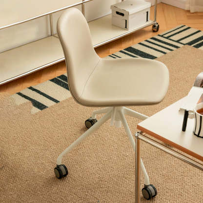 Nordic Ergonomic Microfiber Leather Lift Desk Chair — Without Roller / Black Seat + White Legs