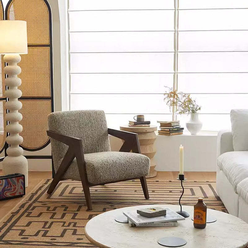 Nordic Fabric Wood Accent Chair