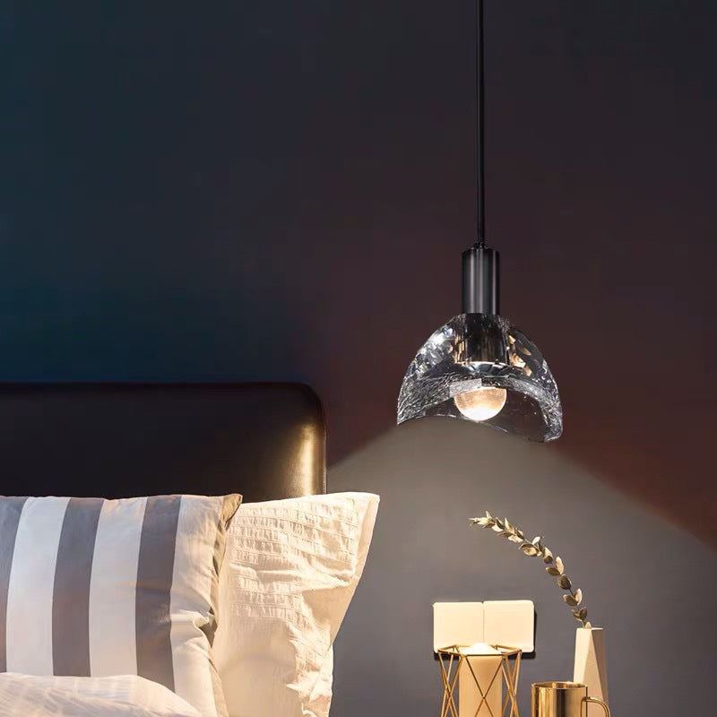 Contemporary Curve Crystal Brass Pendant Light