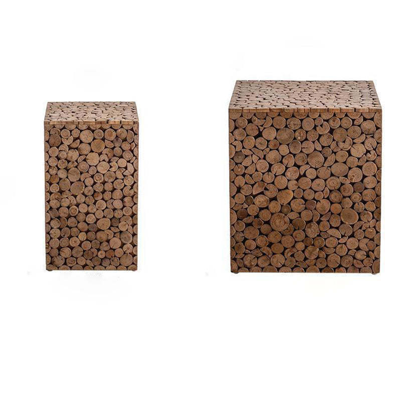 Vintage Geometric Wood End Table
