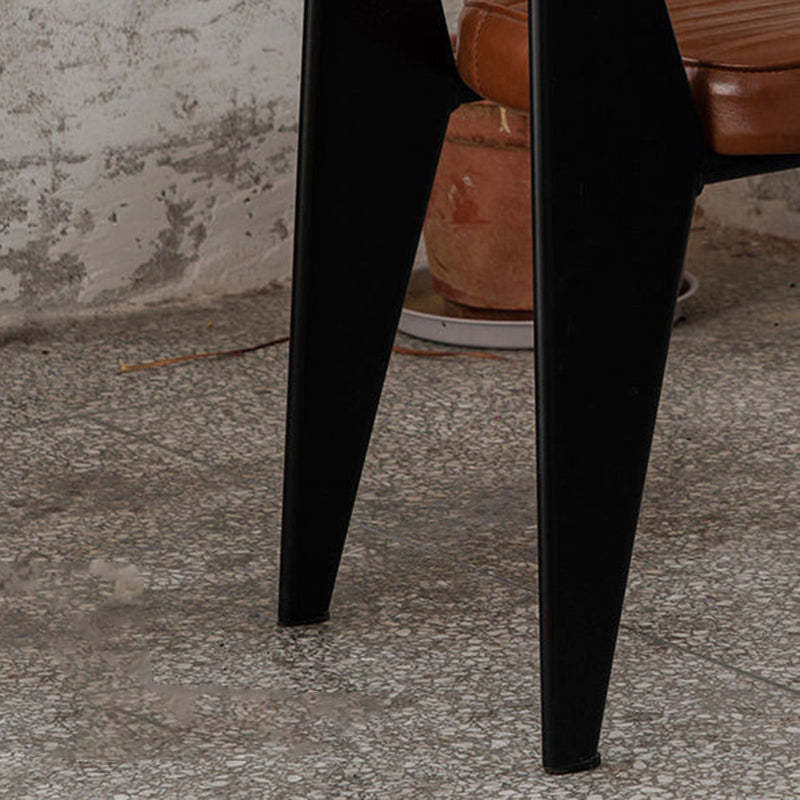 Industrial Leather Metal Wood Dining Chair