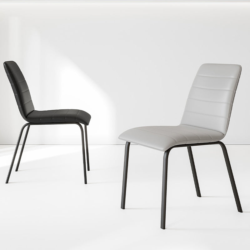 Minimalist Striped Leather Steel Dining Chair