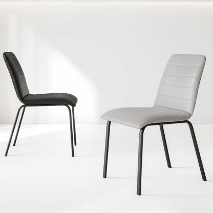 Minimalist Striped Leather Steel Dining Chair
