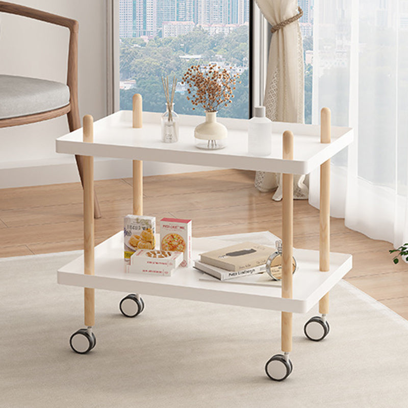Minimalist Wood Metal Square Coffee Table 2-Shelf — Gray