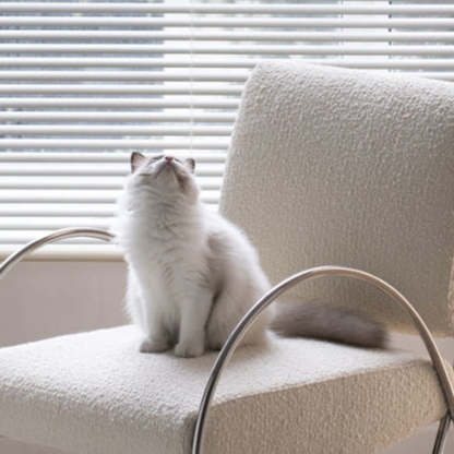 Modern Curved Lambswool Steel Recliner