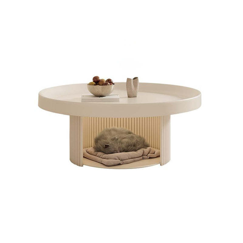 Minimalist Round Rock Slab Steel Coffee Table