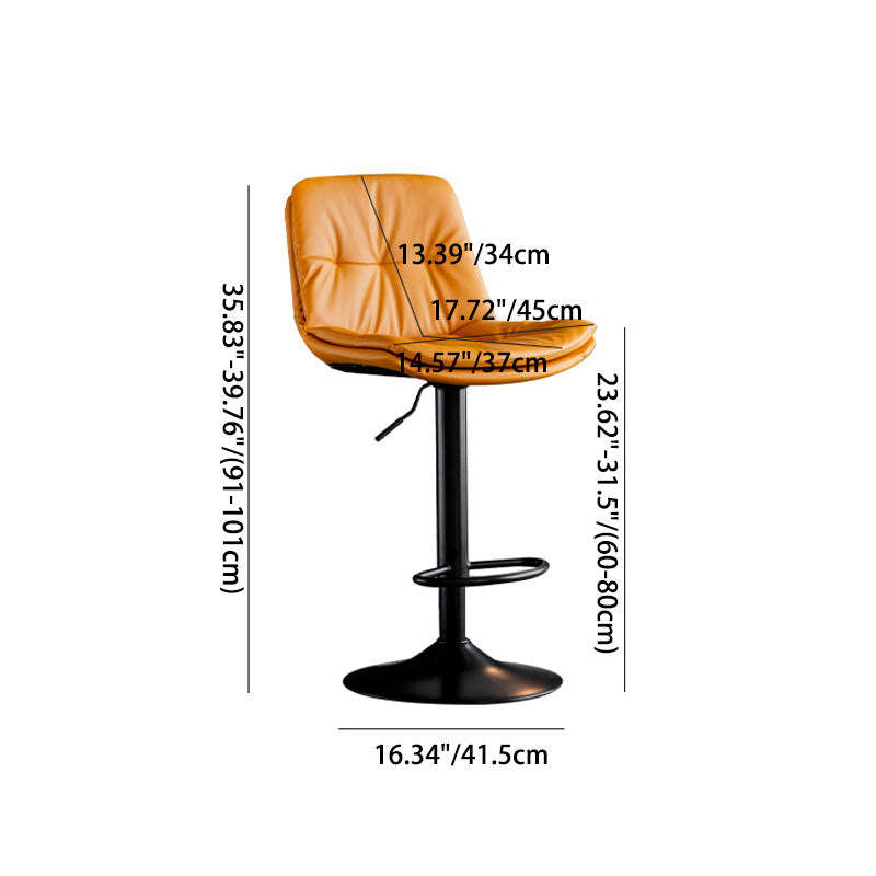 Nordic Leather Metal Pedestal Bar Stool — Black / Gray