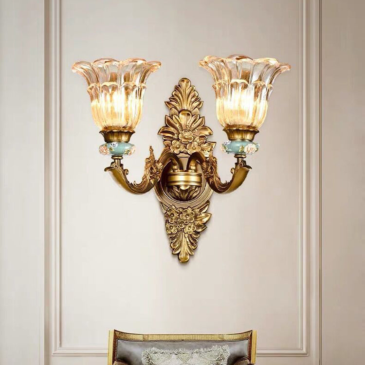 European Resin Zinc Alloy Glass Flower Sconce