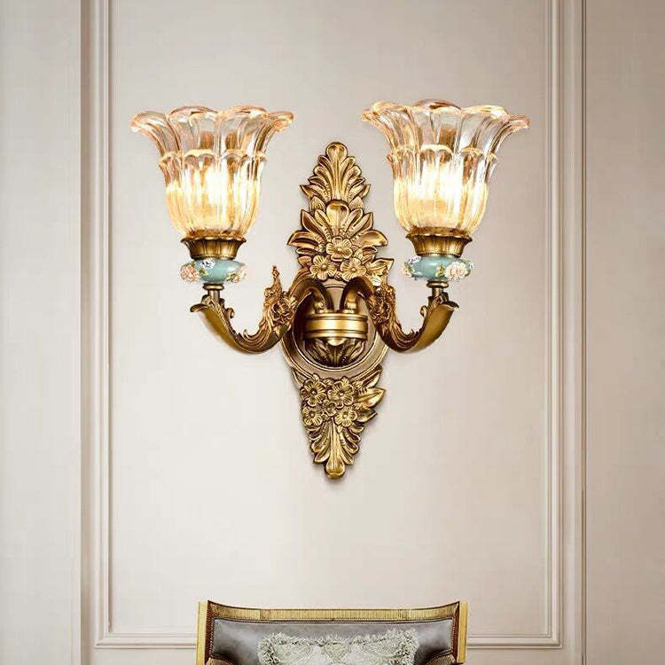 European Resin Zinc Alloy Glass Flower Sconce