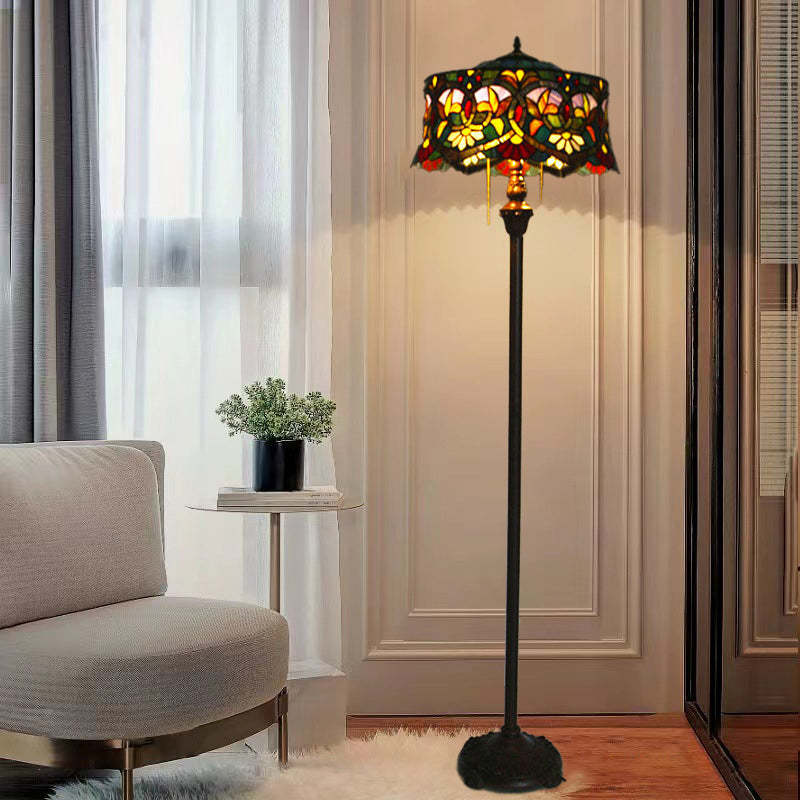 Tiffany Lily Stained Glass Yurt Floor Lamp