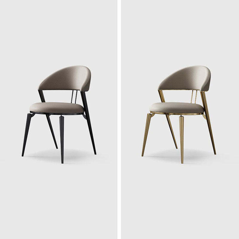 Modern Cushion Microfiber Leather Steel Dining Chair