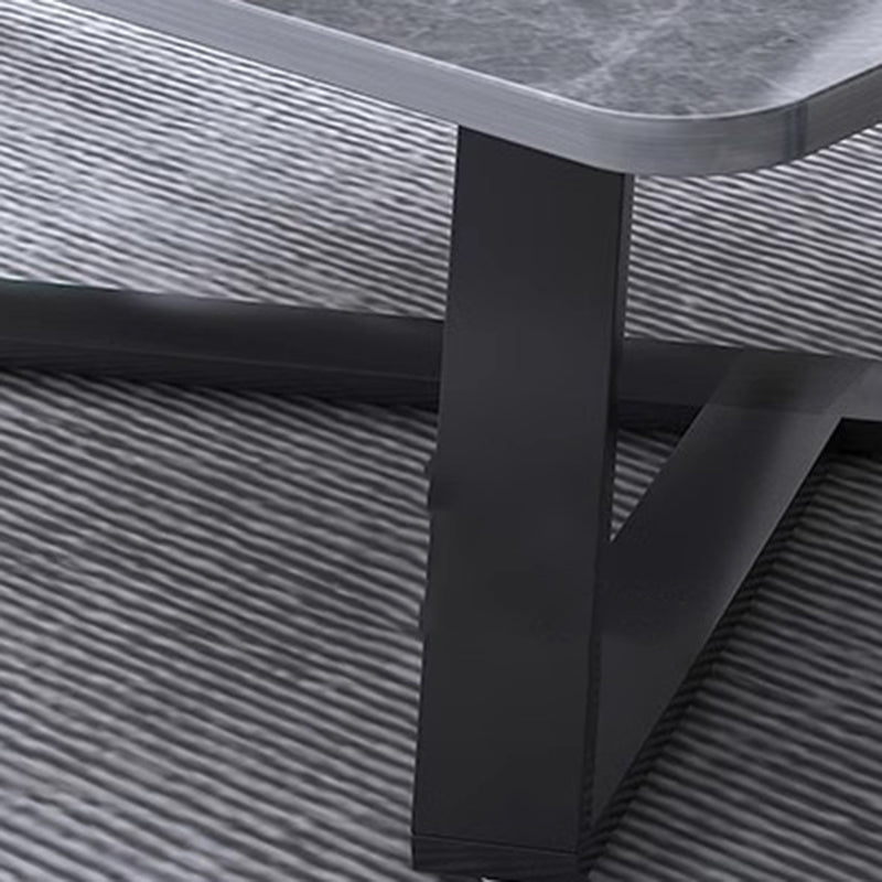 Minimalist Rectangular Rock Slab Steel Coffee Table