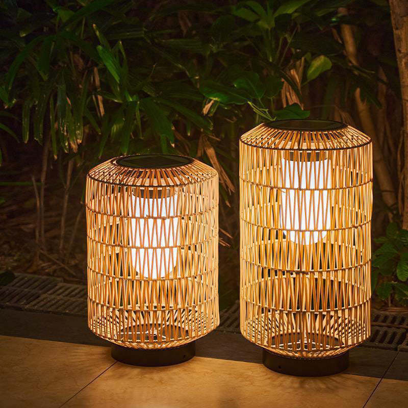 Minimalist Solar Iron Rattan Cage LED Landscape Light