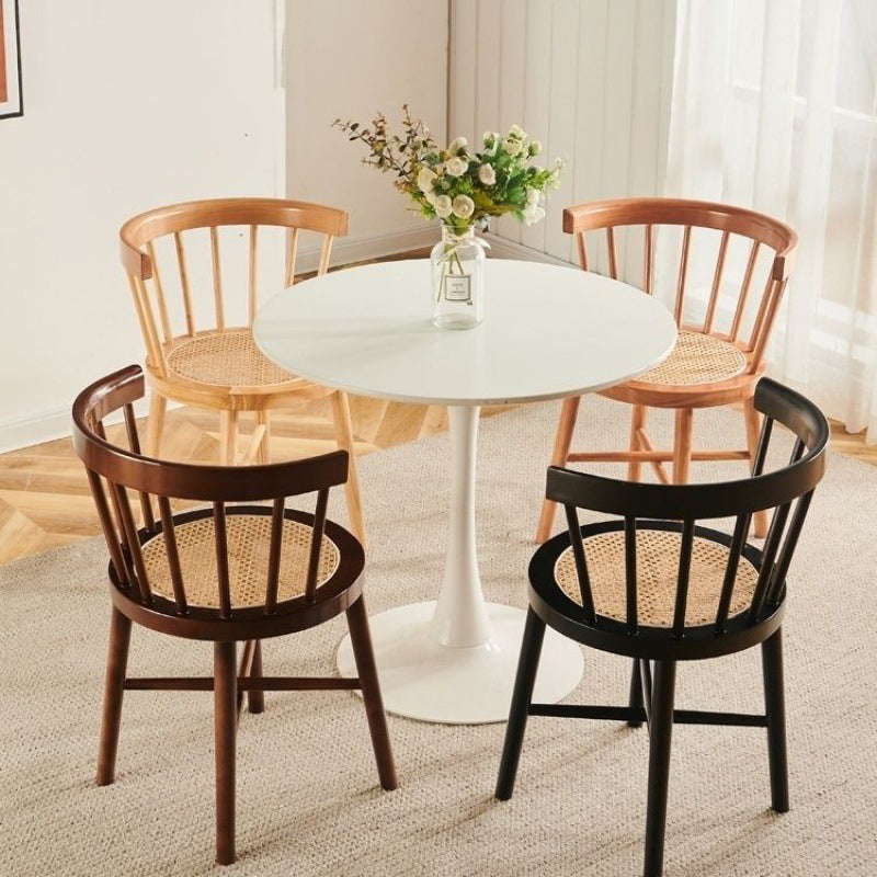Nordic Rubberwood Rattan Dining Chair