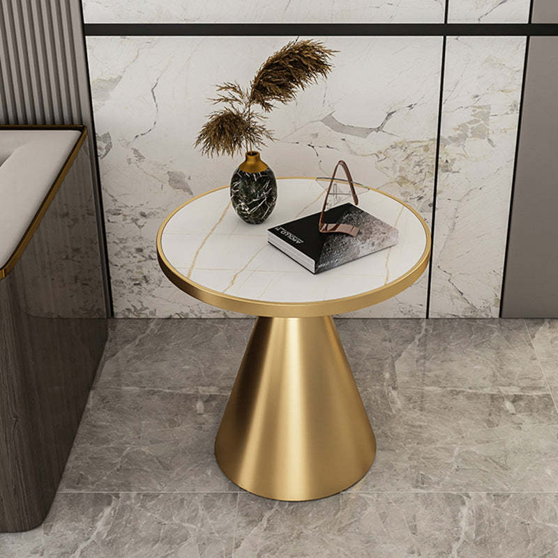 Contemporary Round Sintered Stone Metal Coffee Table