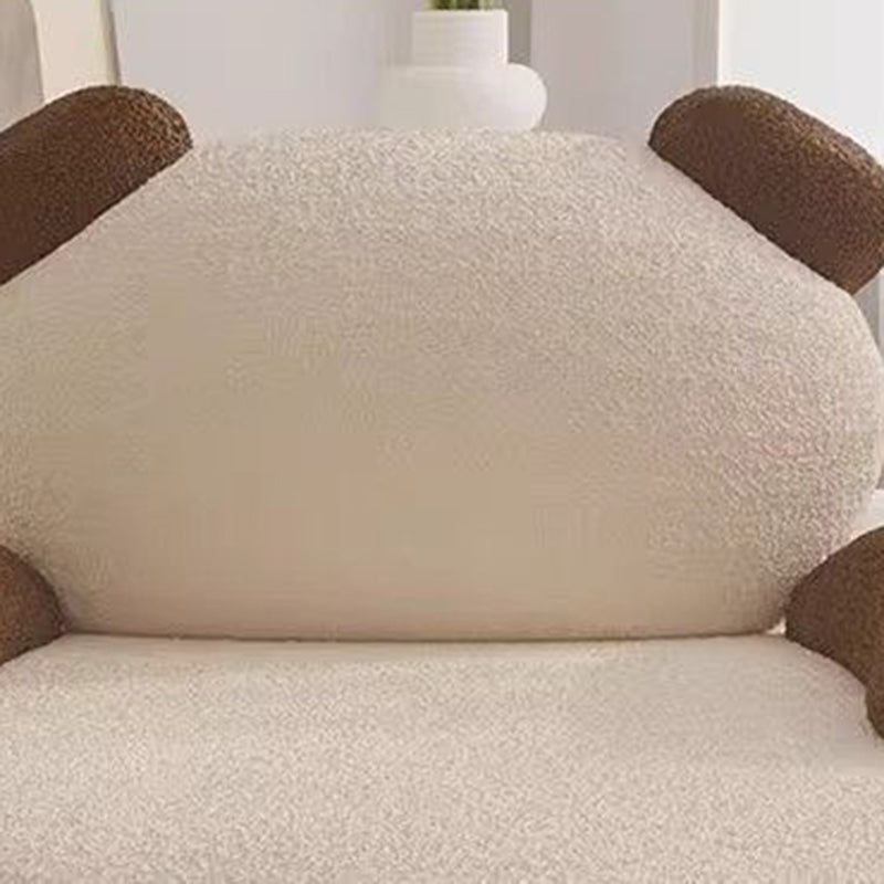 Contemporary Bear Lambswool Wood Accent Chair