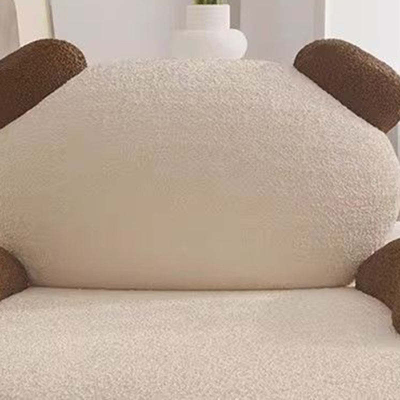 Contemporary Bear Lambswool Wood Accent Chair