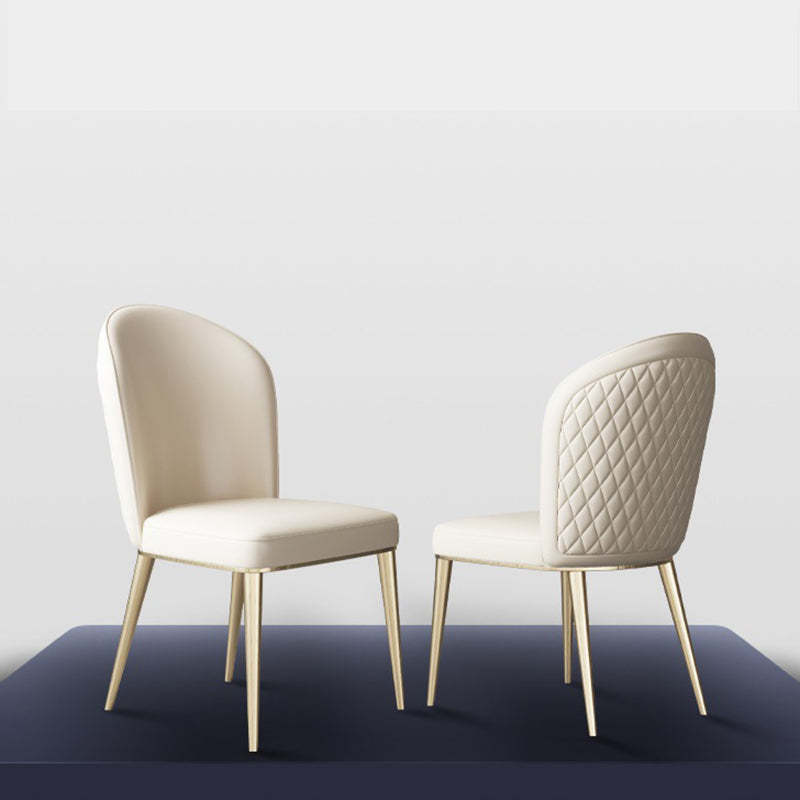 Nordic Curved Leather Tapered Leg Dining Chair
