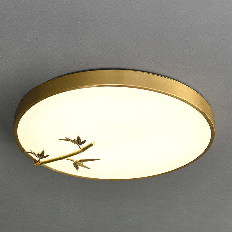 Modern Round Bamboo Pattern LED Flush Mount Light