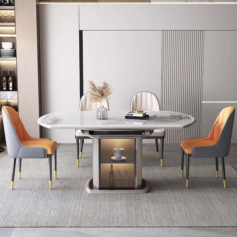 Nordic Elliptical Slab Wood Glass Dining Table