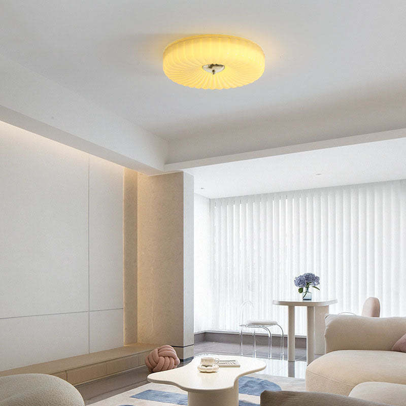 Nordic Striped Glass Round LED Flush Mount Light